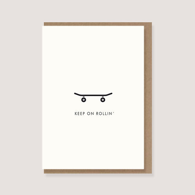 Klappkarte mit Umschlag "Keep on rollin´" Skateboard