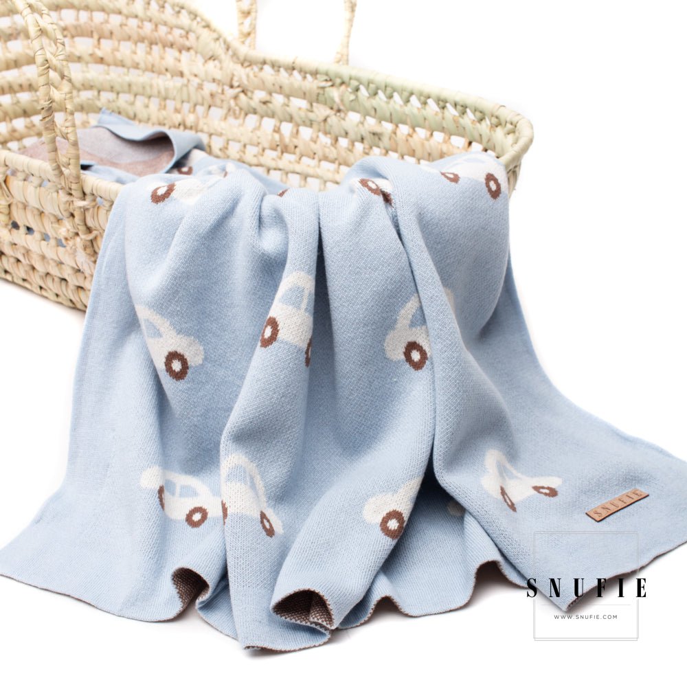 Krabbeldecke Babydecke Auto blau snufie baumwolle