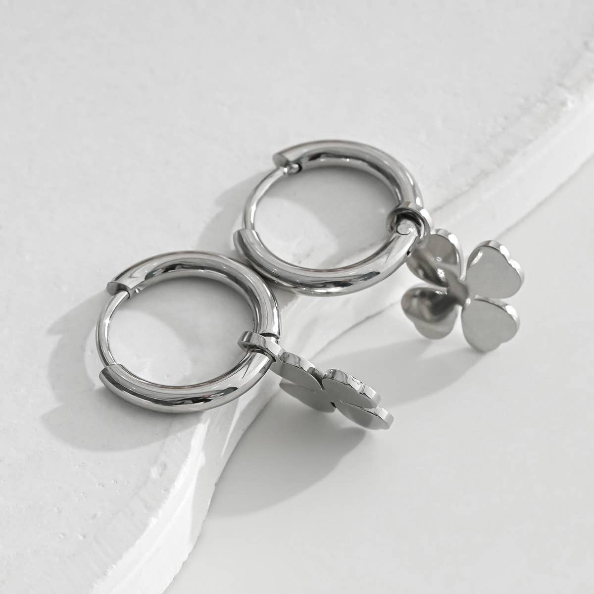 Creolen mit Kleeblatt aus Silber