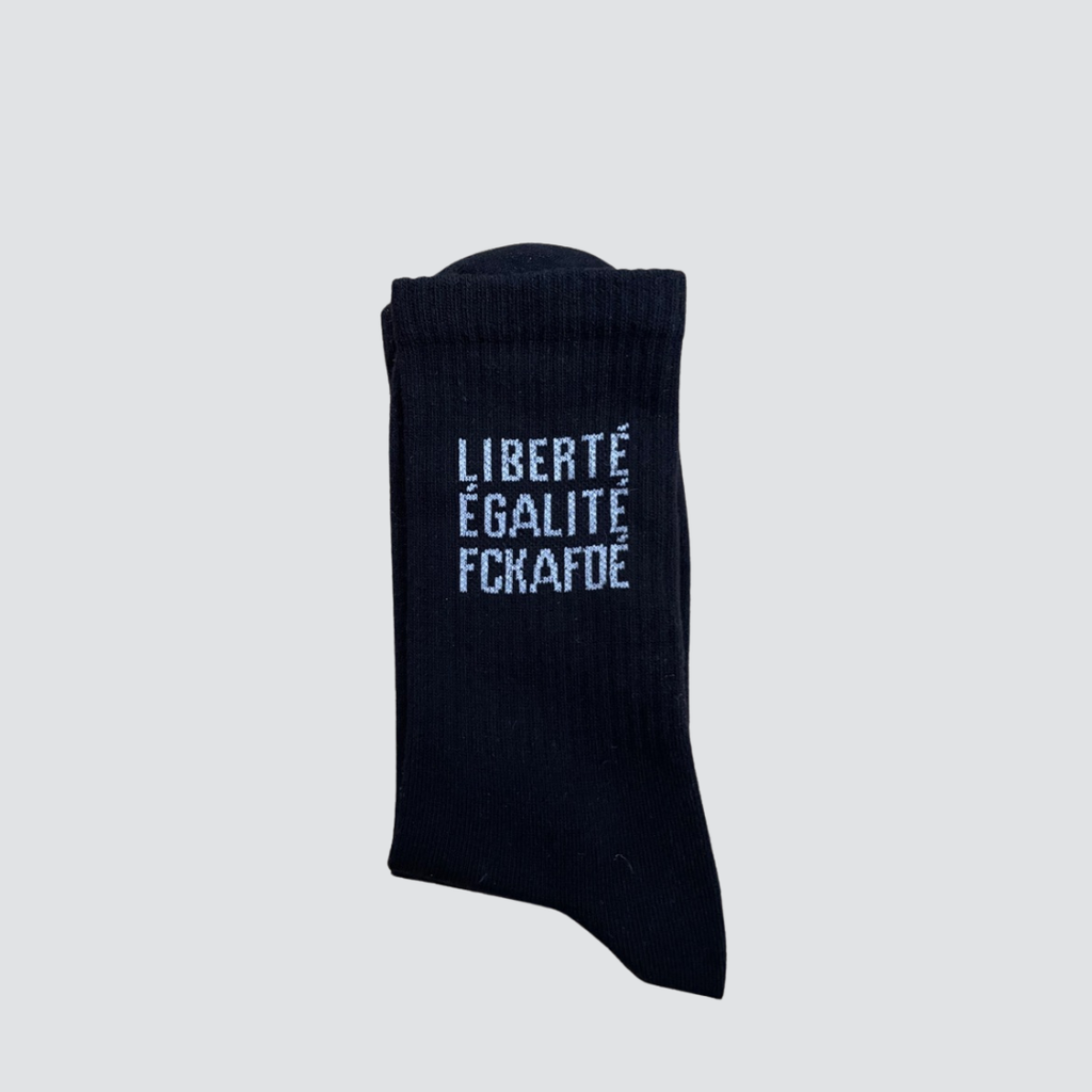 Tennissocken "Liberté, Égalité, Fck AFDÉ" schwarz