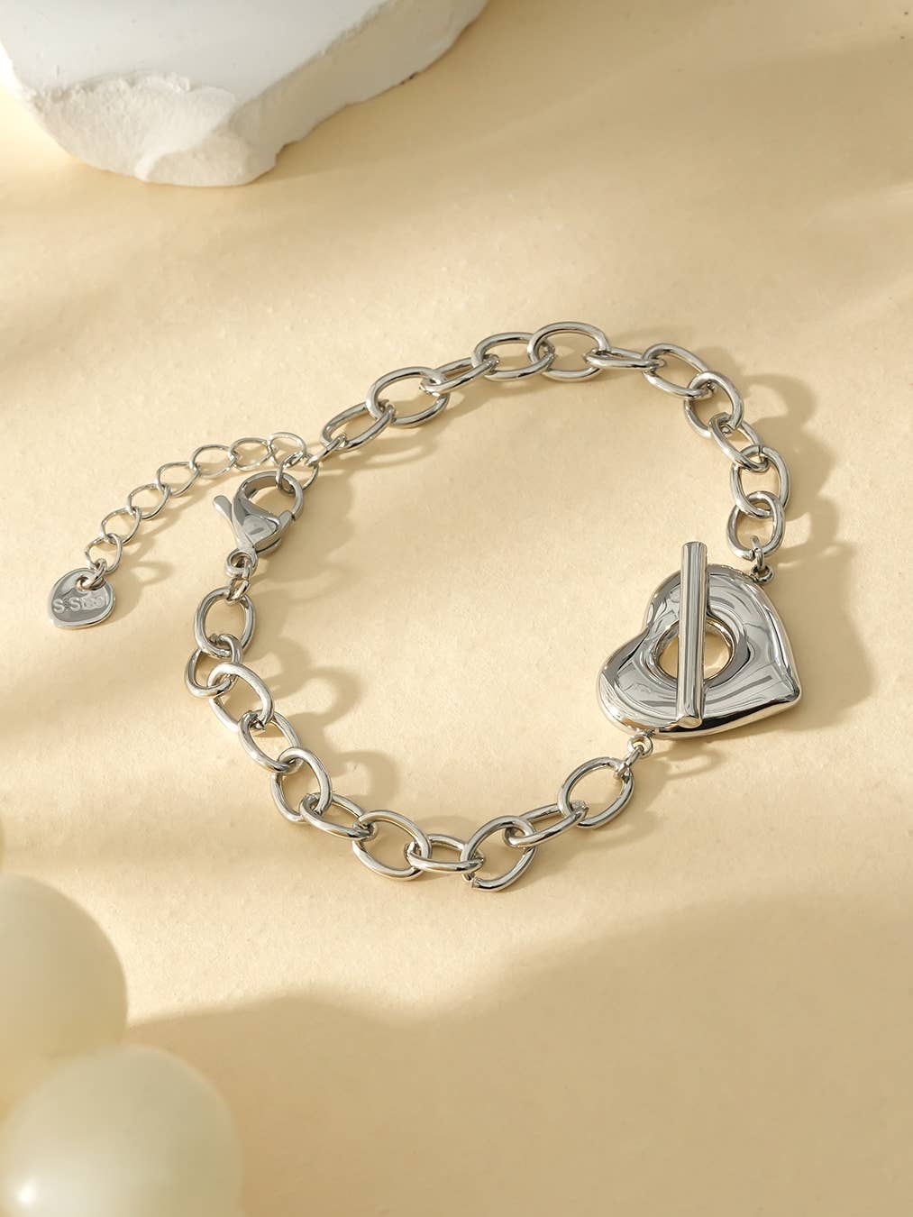 Silbernes Herzarmband Croisette