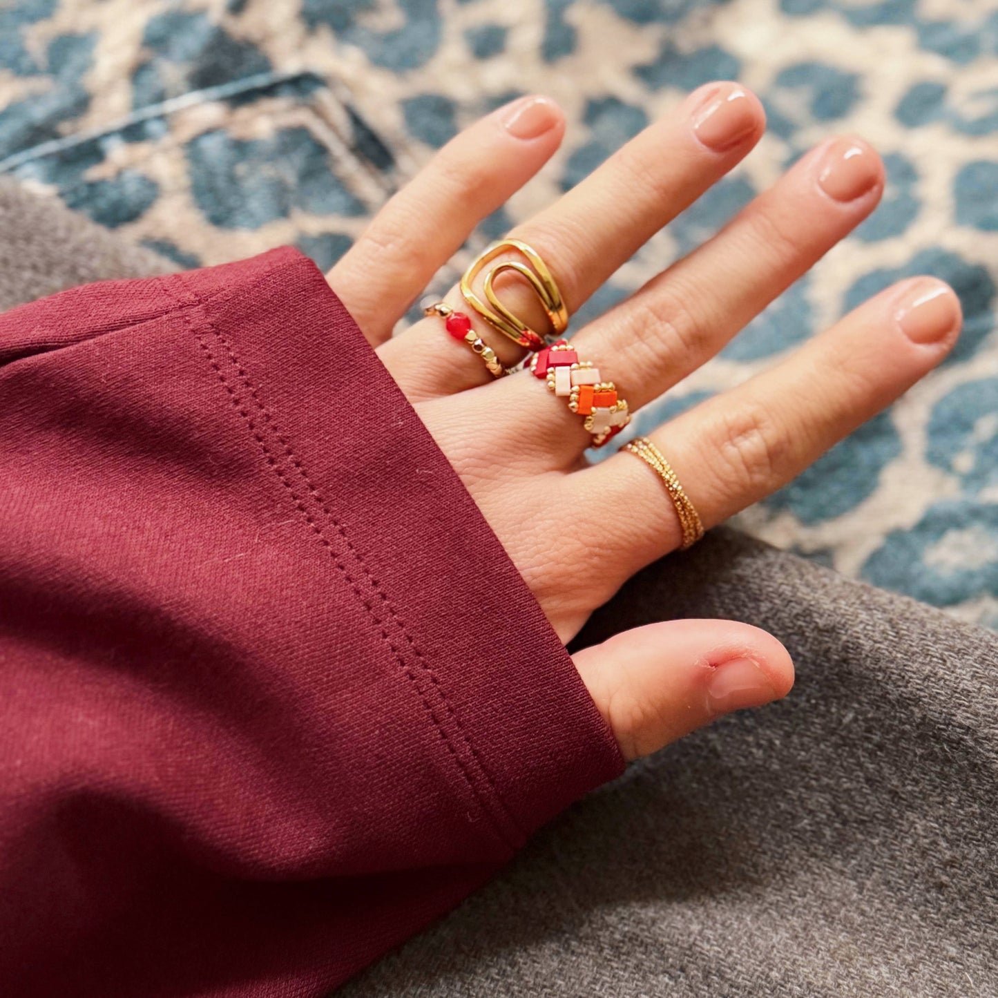 Tilabead-Ring | Lachs/Orange/Bordeaux bazou