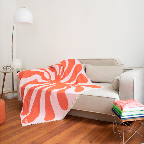 Klekks no5 decke baumwolle rosa orange