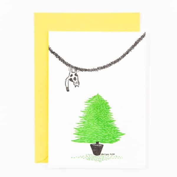 Klappkarte "Weihnachten mit Katze" letterpress Studio FLash