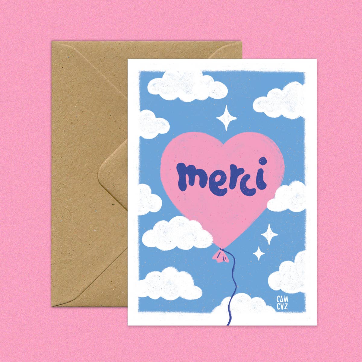 Merci | Ballon-Postkarte in Herzform