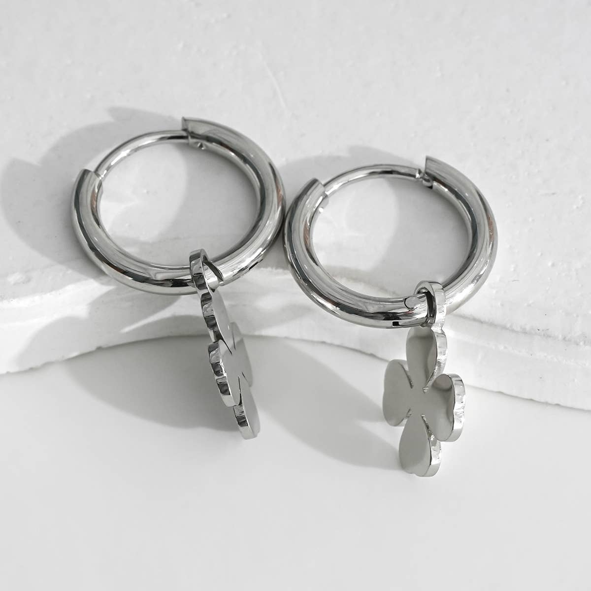 Creolen mit Kleeblatt aus Silber