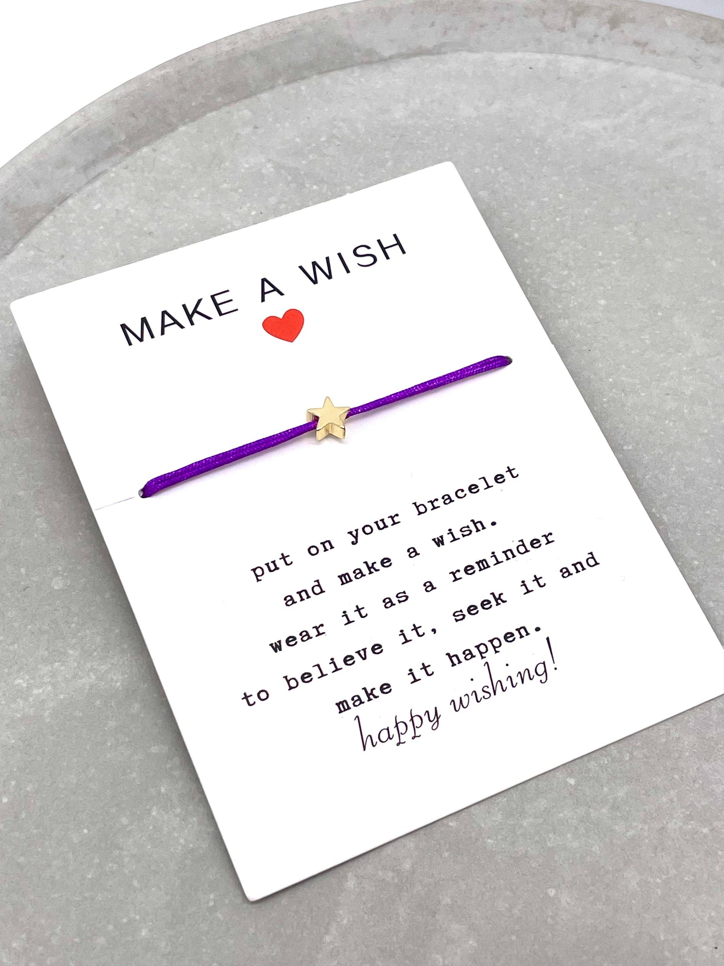 MAKE A WISH | Glücksbringer Wunscharmband Stern | lila