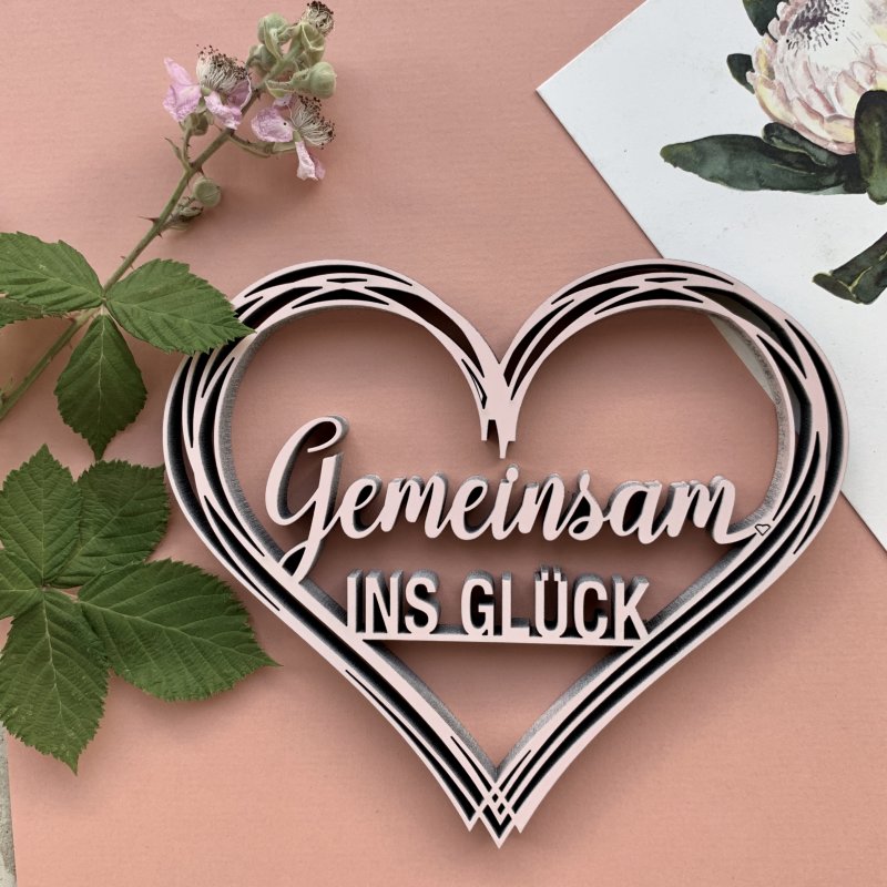 Schriftzug Gemeinsam ins Glück | neonrot