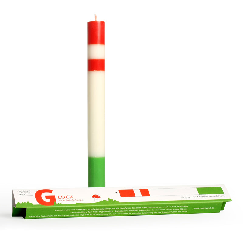 Nachhaltige Glückskerze mit farbenfrohem Design & klimaneutraler Verpackung