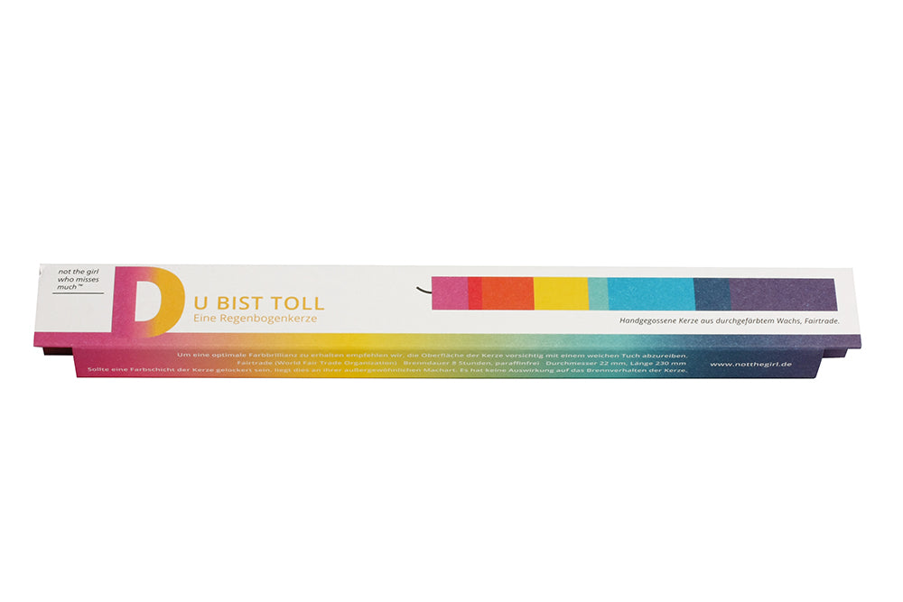 Kerze Du bist toll Regenbogen Not the girl who misses much