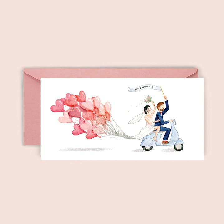 Hochzeitskarte Luftballons Vespa Luvter