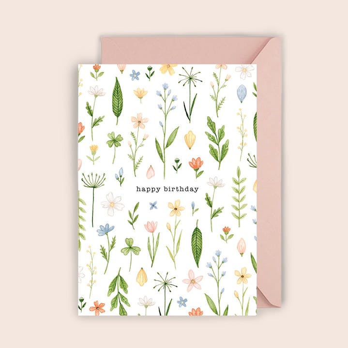 Klappkarte "Happy Birthday" floral