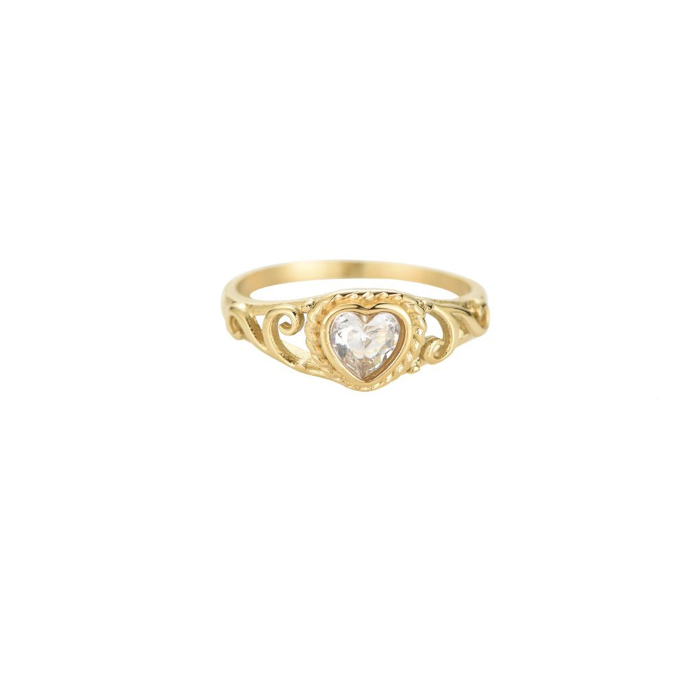 Ring Herz mit Stein | gold