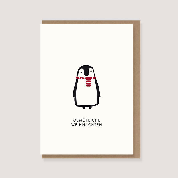 Klappkarte mit Umschlag "Gemütliche Weihnachten" Pinguin Lottebom