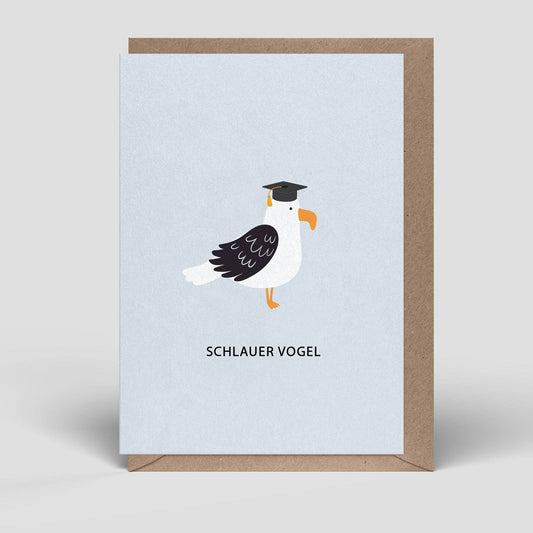 Klappkarte - Abschluss - Schlauer Vogel