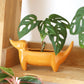 Dackel-Deko | Orangefarbener Blumentopf