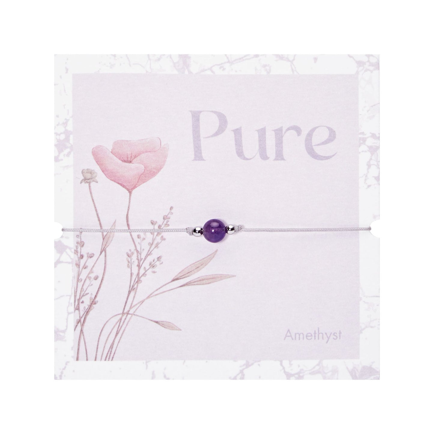 Armband "Pure" | Amethyst | Edelstahl backing card