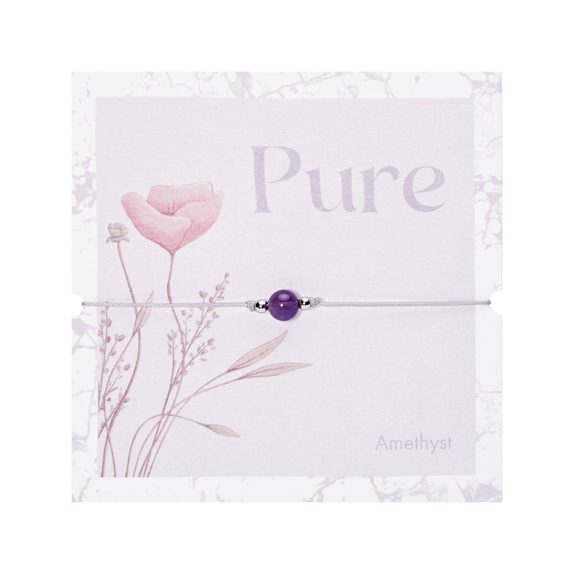 Armband "Pure" | Amethyst | Edelstahl backing card