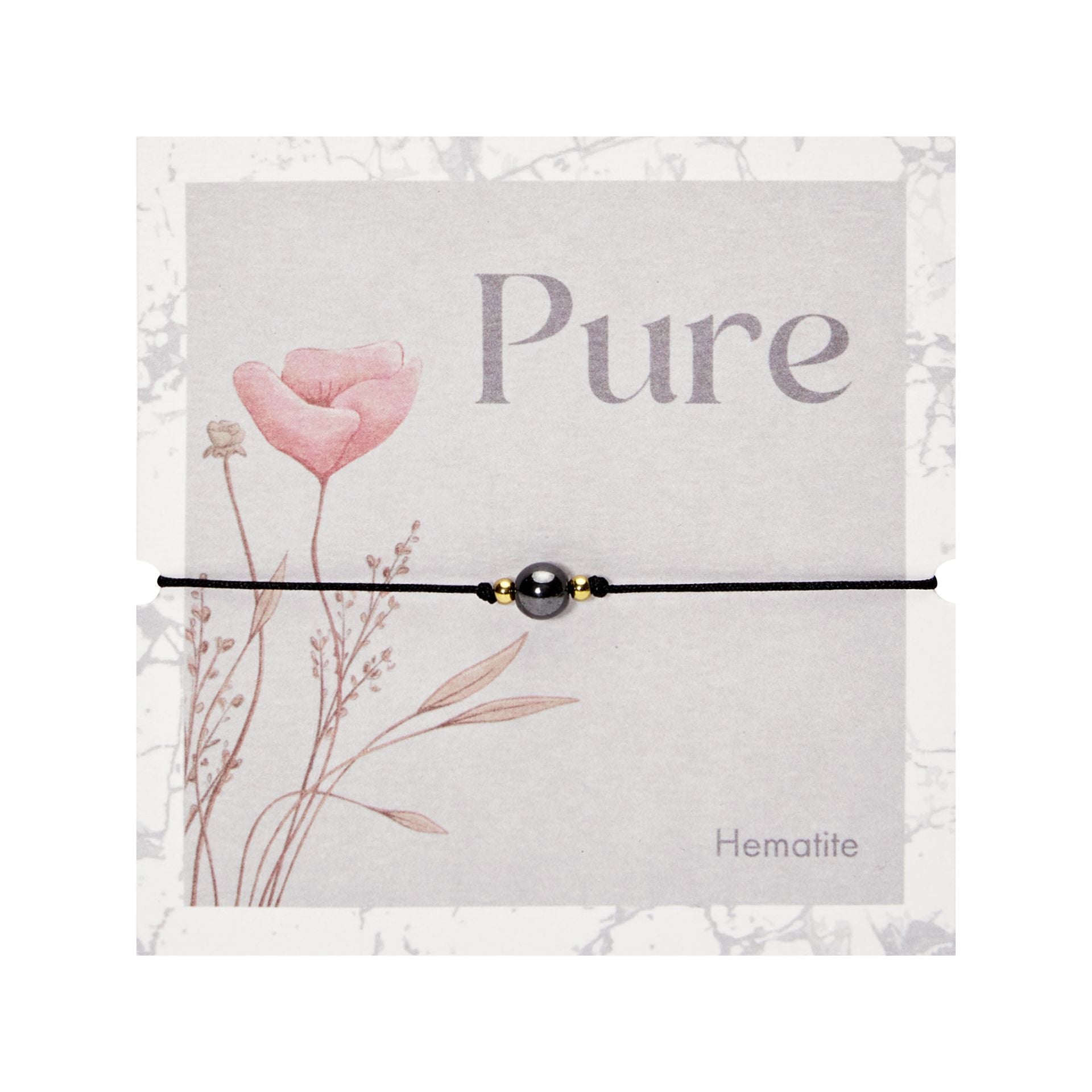 Armband "Pure" |  Hämatit | Edelstahl backing card