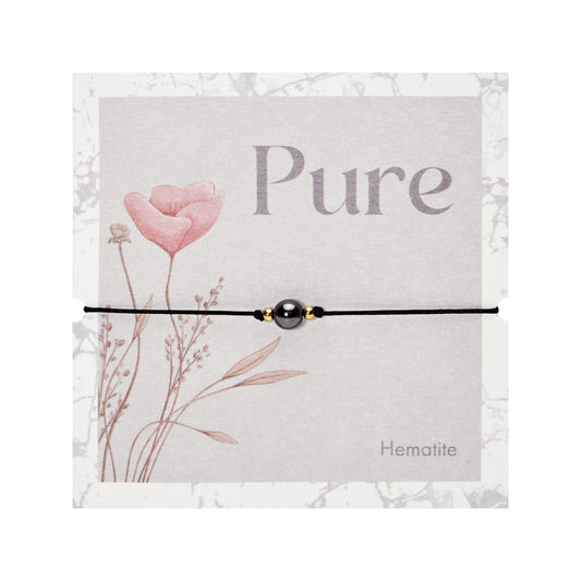 Armband "Pure" |  Hämatit | Edelstahl backing card