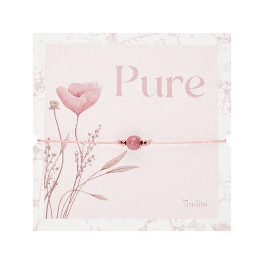 Armband "Pure" |  Thulit-Quarz | Edelstahlmit backing card