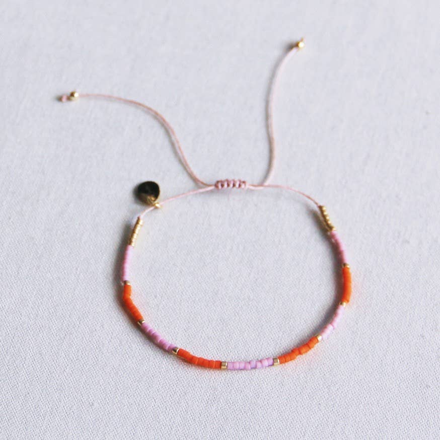Miyuki Armband mit Farbblockierung — lila/orange