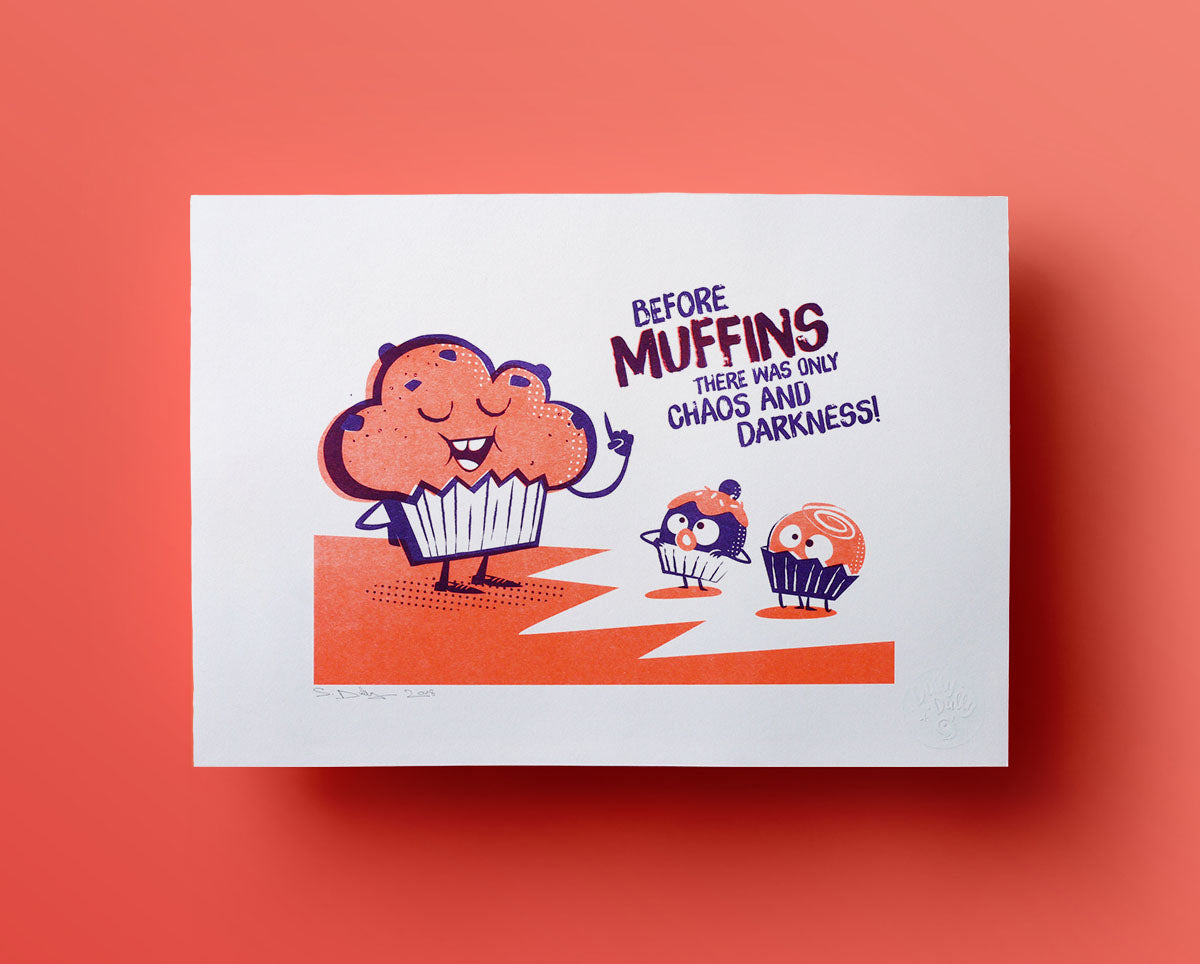 Poster "Before Muffins" A3 orange