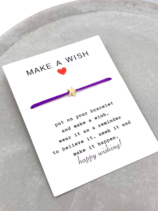 MAKE A WISH | Glücksbringer Wunscharmband Stern | lila