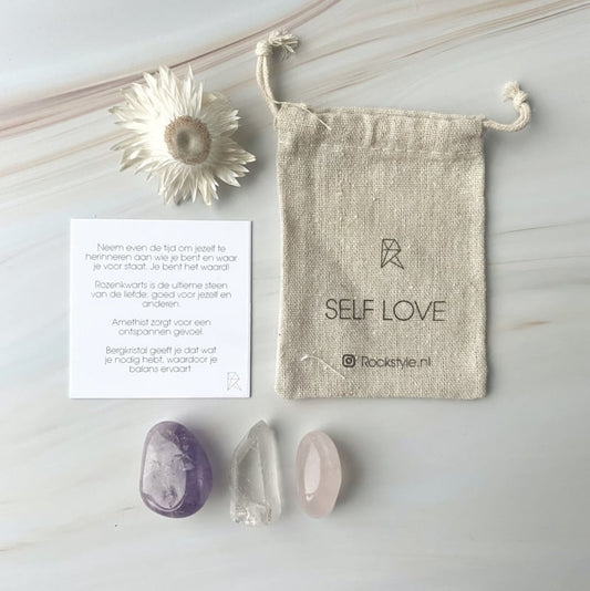 SELF LOVE - Glückssteine Rosenquarz | Bergkristal | Amethist