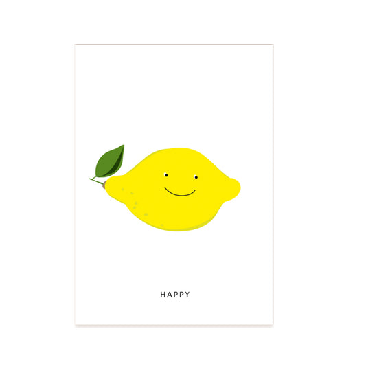 Postkarte Zitrone "Happy"